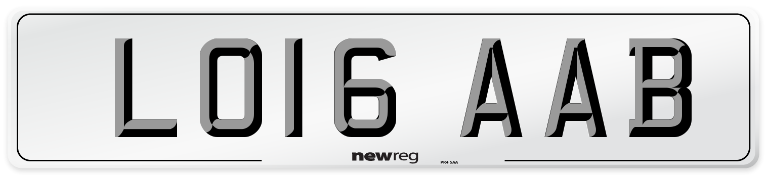 LO16 AAB Number Plate from New Reg